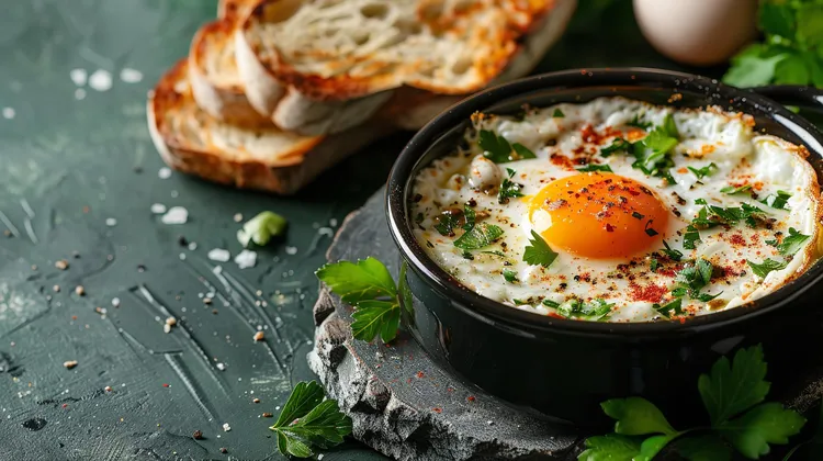 Baked eggs with prosciutto