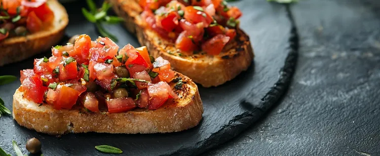 Caper and tomato bruschetta