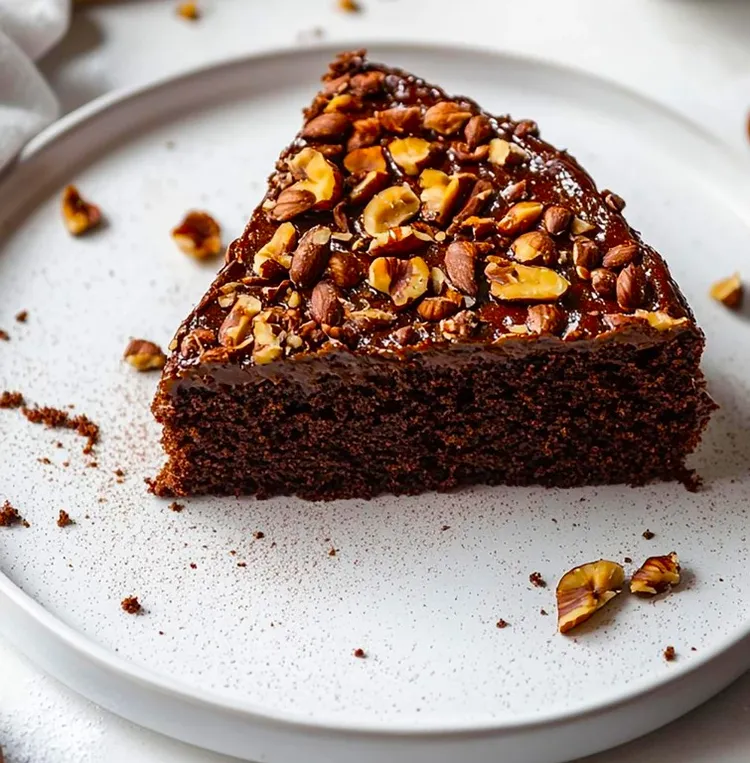 Caramel, chocolate and almond praline brownie pie