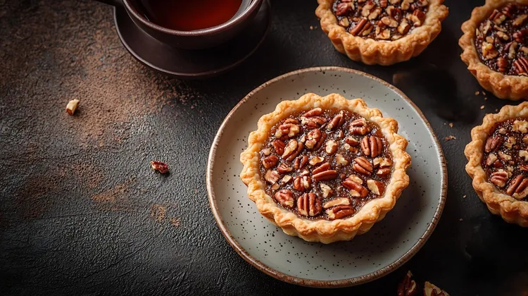 Caramel tarts with maple pecans