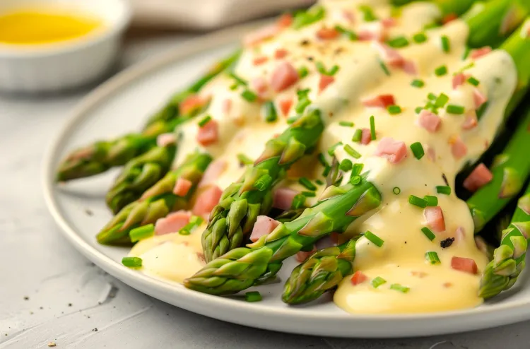 Asparagus with gremolata creme fraiche and prosciutto