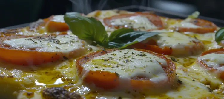 Cheesy-crust skillet pizza with tomato and basil