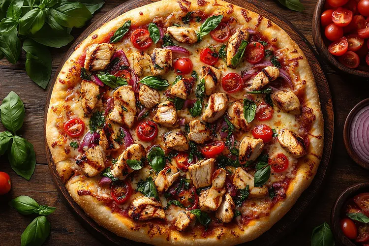 Chicken tortilla pizza