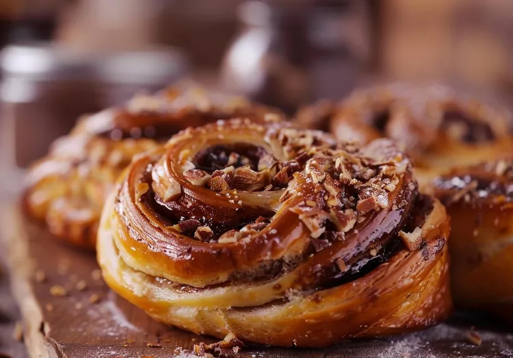 Chocolate pecan scrolls