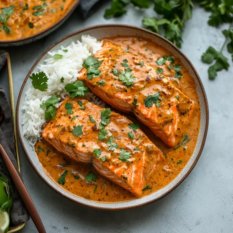 Coconut-curry salmon and basmati rice