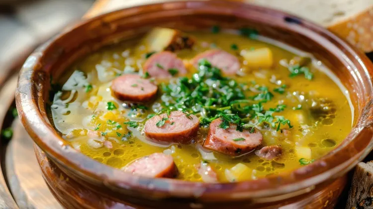 Corn & potato chowder with vienna sausage