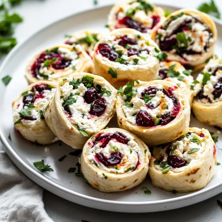 Cranberry feta pinwheel appetizers