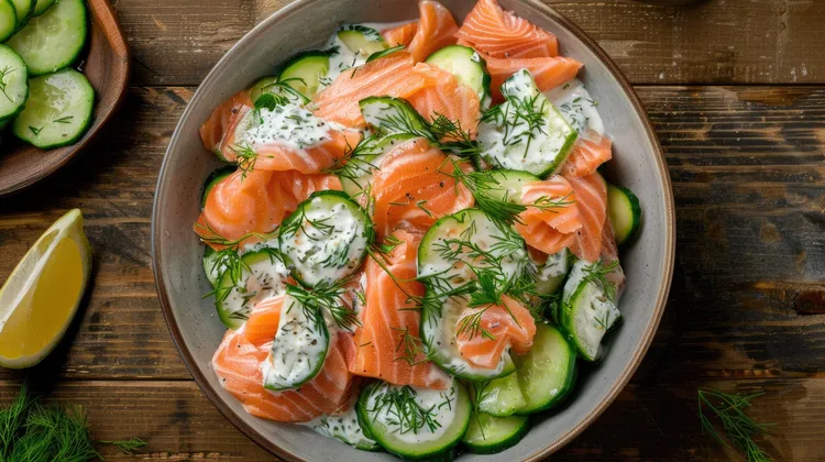 Yogurt lox bowl with cucumber