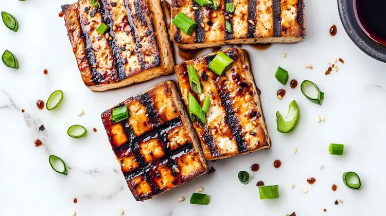 Barbequed tofu slices