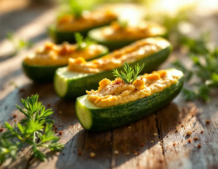 Hummus-stuffed cucumber boats