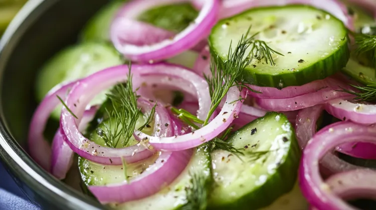Cucumber salad with sweet onions