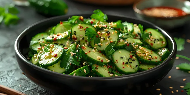 Cucumber salad with garlic dressing