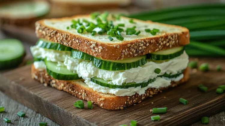 Cucumber sandwich with cream cheese