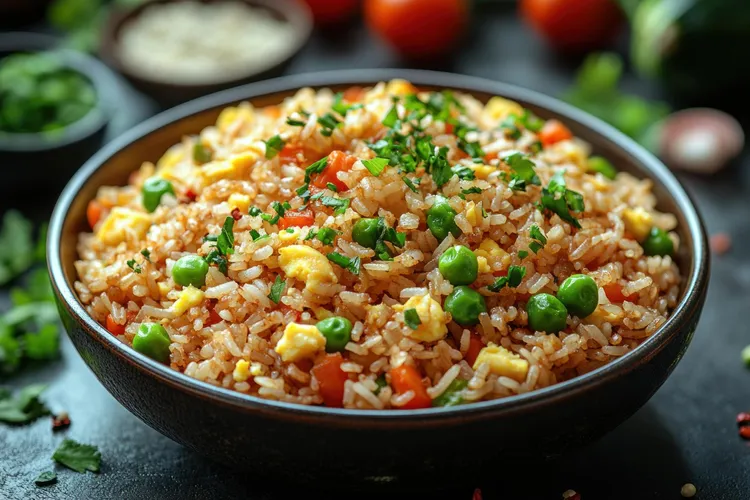 Veggie fried rice with egg