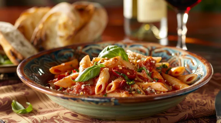 Garlic and tomato pasta with herbs