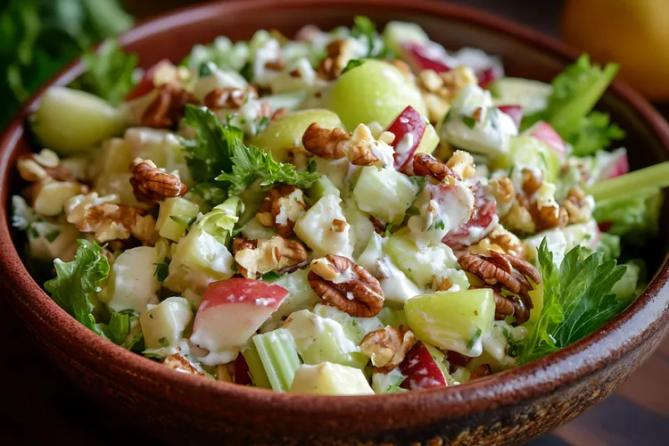 Green salad with creamy lemon dressing