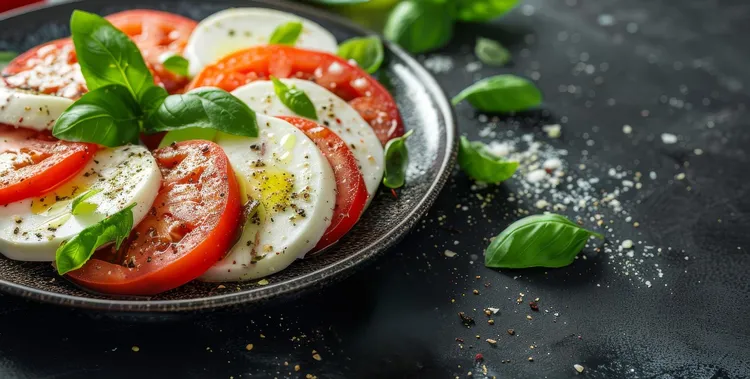Fresh heirloom tomato, basil and mozzarella salad