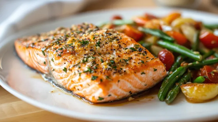Honey-mustard pecan-crusted salmon