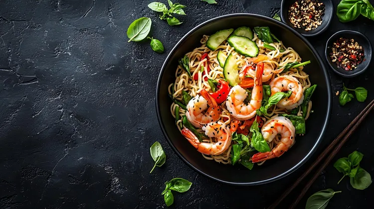 Japanese shrimp soba salad