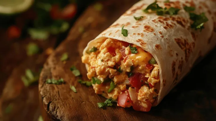 Mediterranean tomato egg scramble wrap