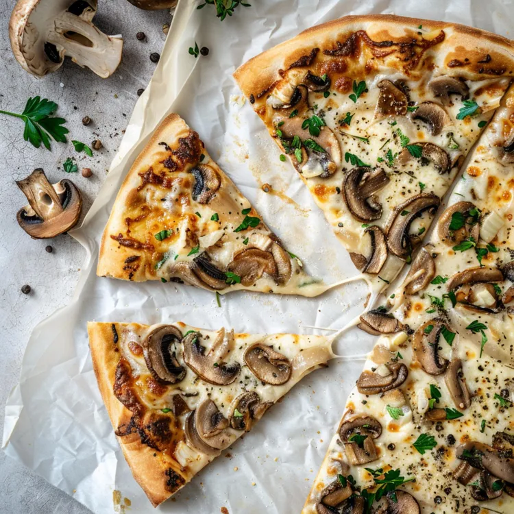 Mushroom mozzarella tortilla pizza