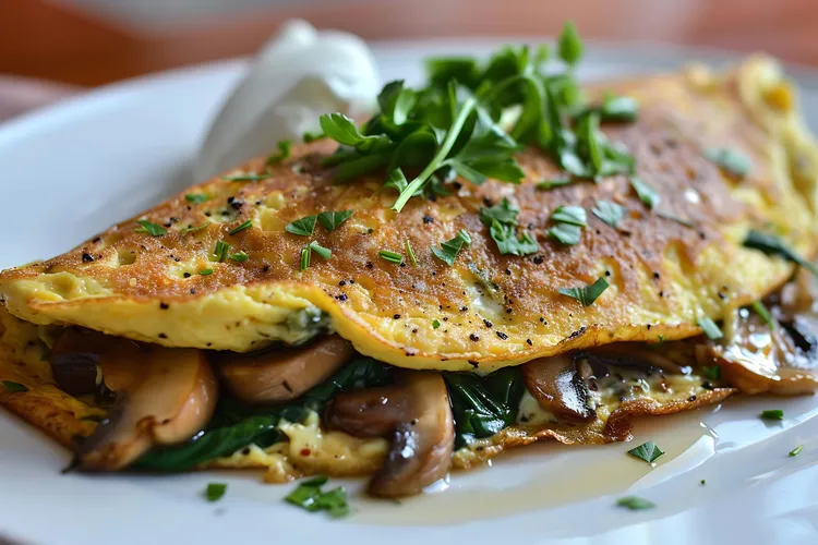 Mushroom spinach omelet