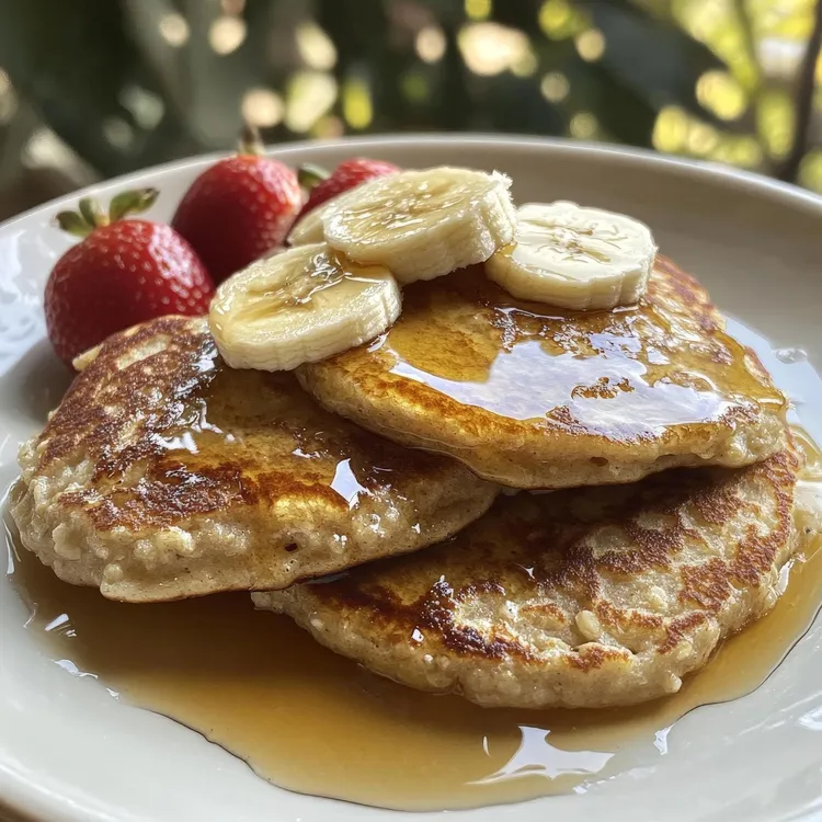 Multi-grain oatmeal pancakes with maple syrup