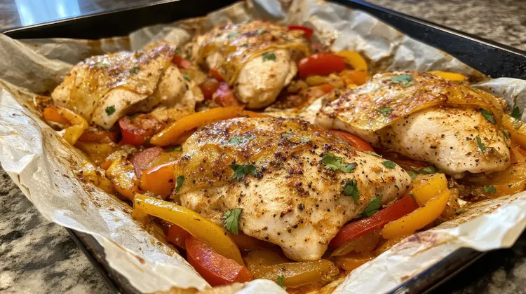 One-tray baked mediterranean chicken