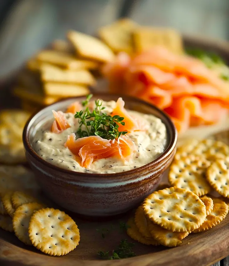 Onion and herb dip with smoked salmon