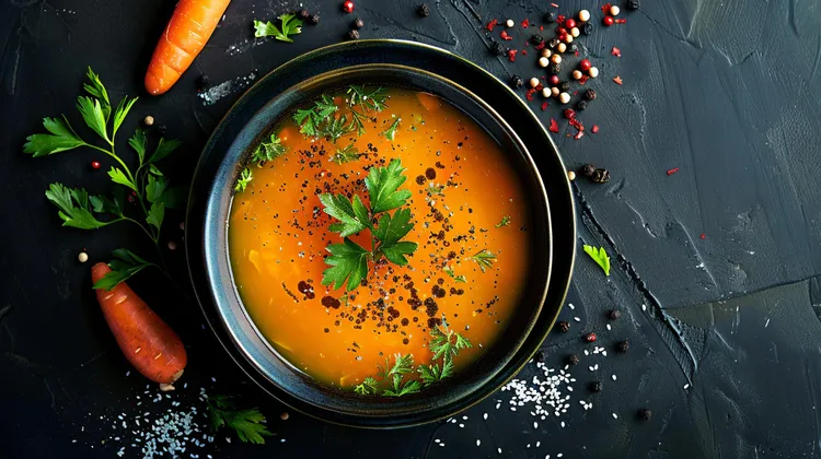 Carrot, onion and ginger soup