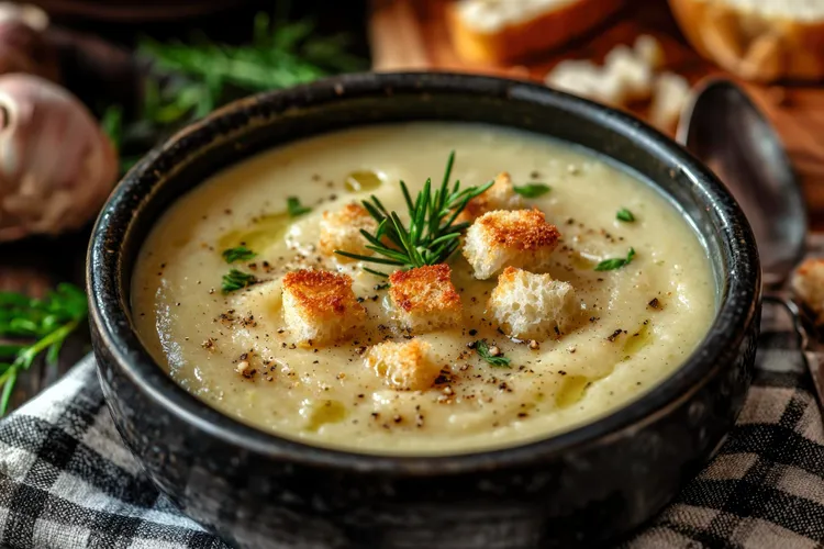 Potato, leek and rosemary soup