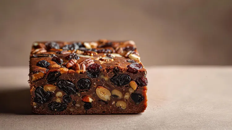 Raisin, nut and chocolate brownie