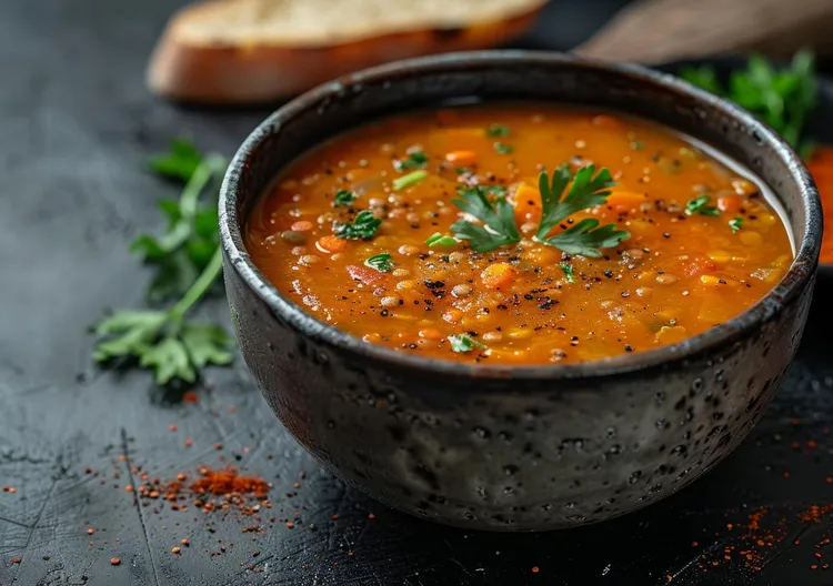 Red lentil soup with carrots