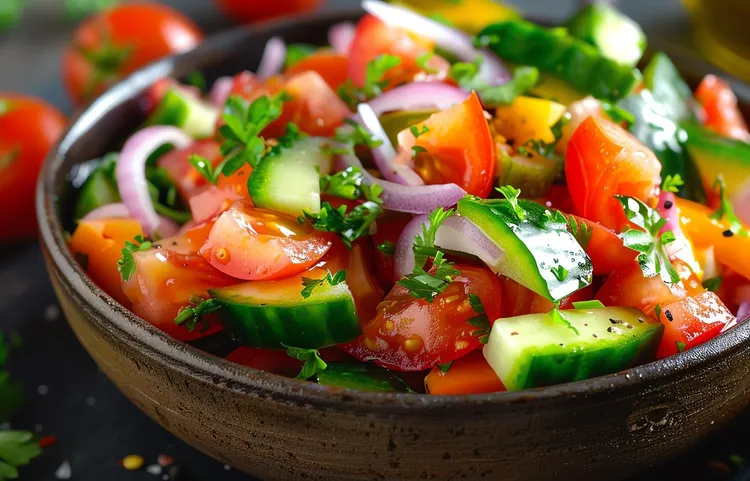 Turkish-style salad with tomatoes and cucumber