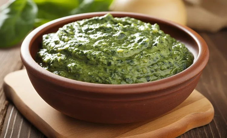 Roast garlic & spinach puree