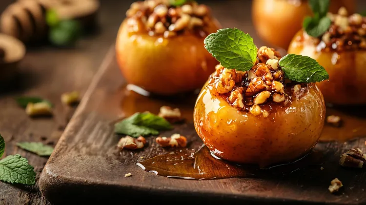 Roasted apples with honey nut crumble