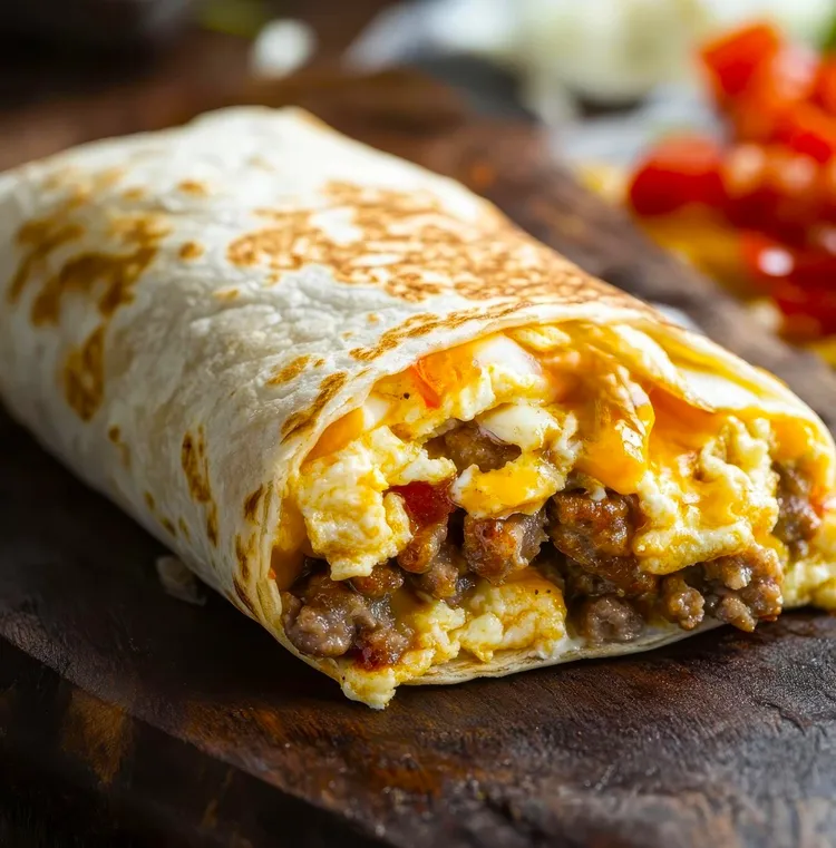 Sausage and egg breakfast wrap