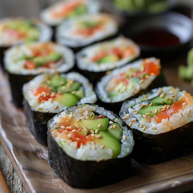 Salmon nori rolls with brown rice