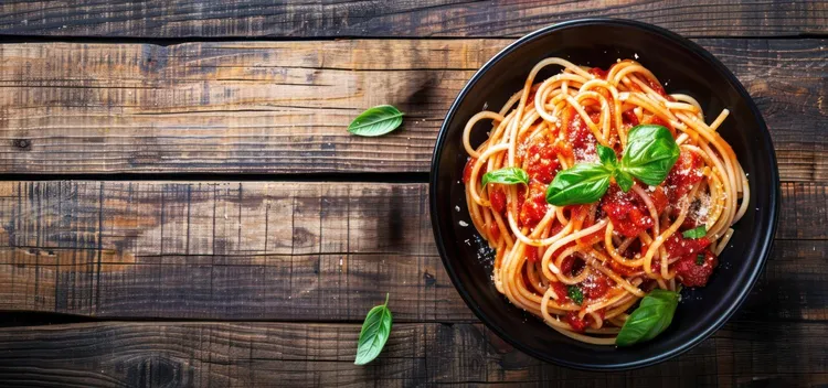 Spaghetti with semi-dried tomatoes, basil & chilli oil
