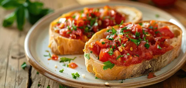 Baguette toast with tomato and garlic