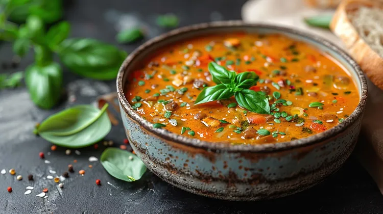 Spicy red lentil & tomato soup