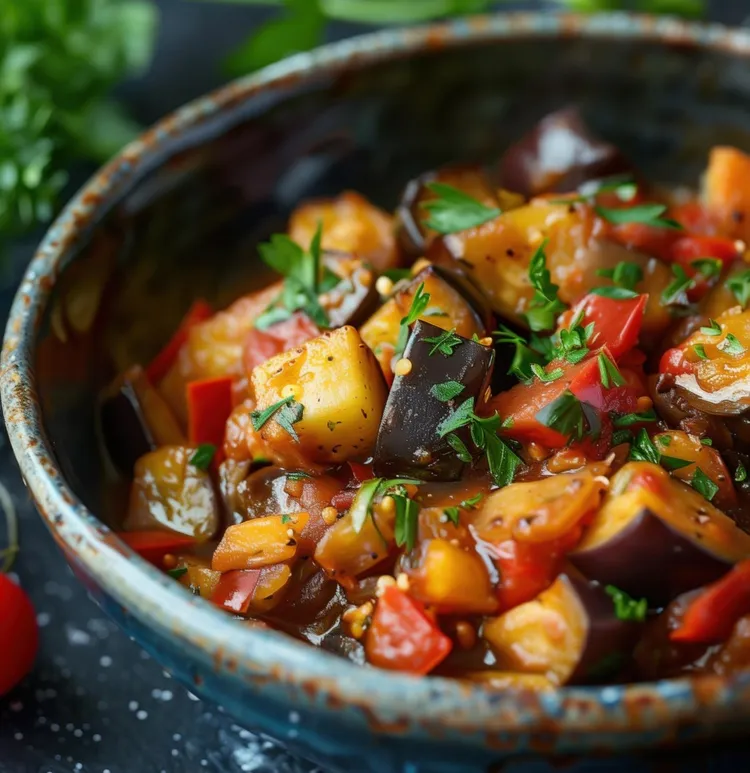Red-pepper and eggplant confit
