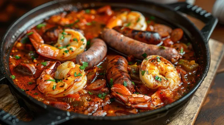 Spicy sausage and shrimp skillet
