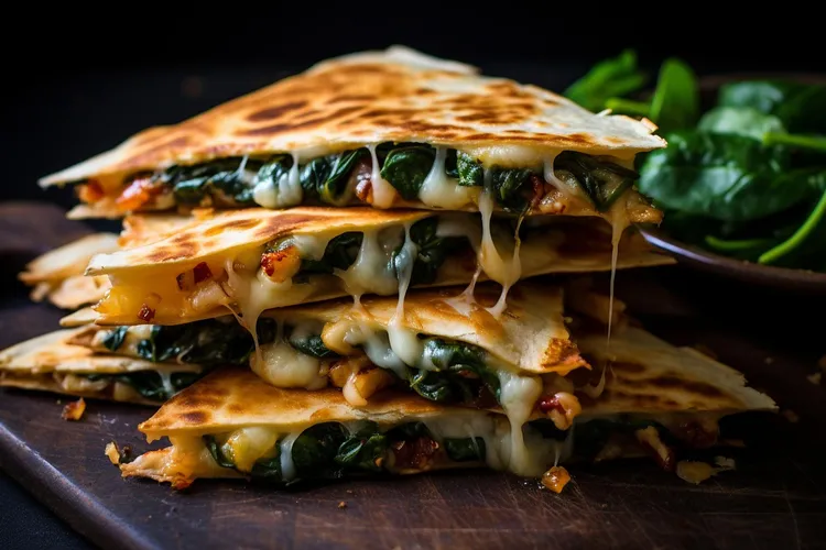 Chicken spinach quesadillas