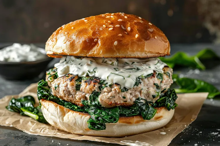 Spinach and feta turkey burgers