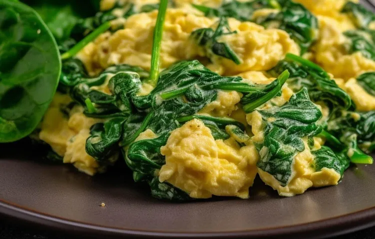 Spinach and onion egg scramble