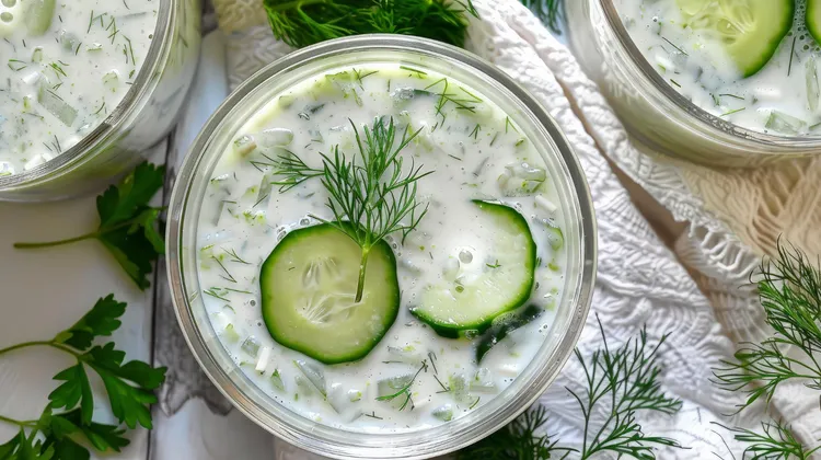 Cucumber tarator soup with greek yogurt and dill