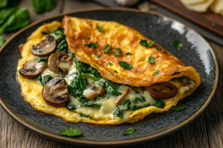 Turkey, spinach and mushroom omelet