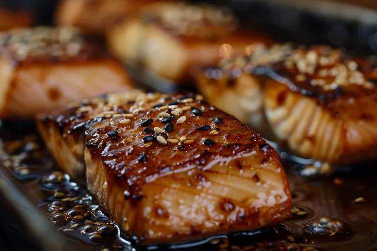 Teriyaki and sesame salmon