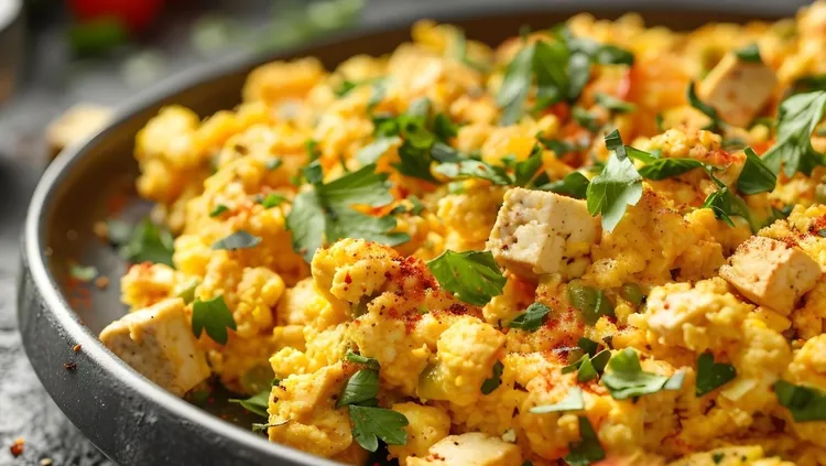 Tofu scramble with mustard and turmeric